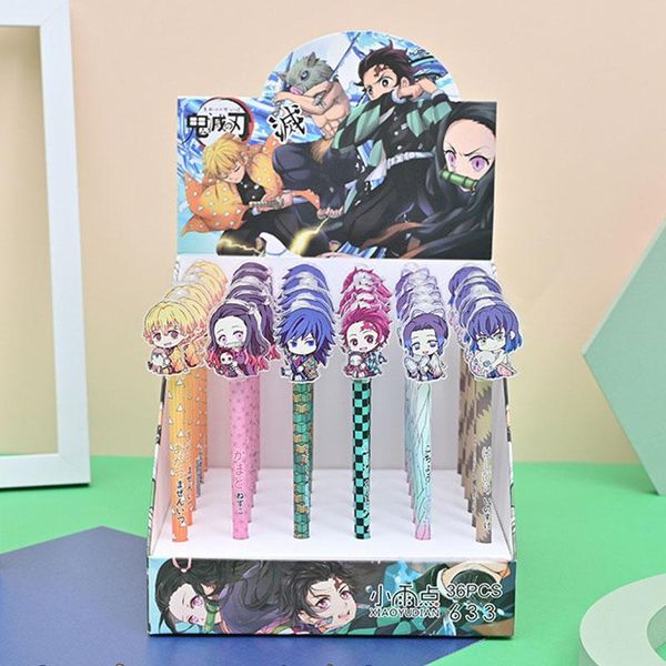 

gel pens 36 pcs/lot kawaii demon slayer pendant pen cute 0.5mm black ink signature promotional gift stationery school supplies