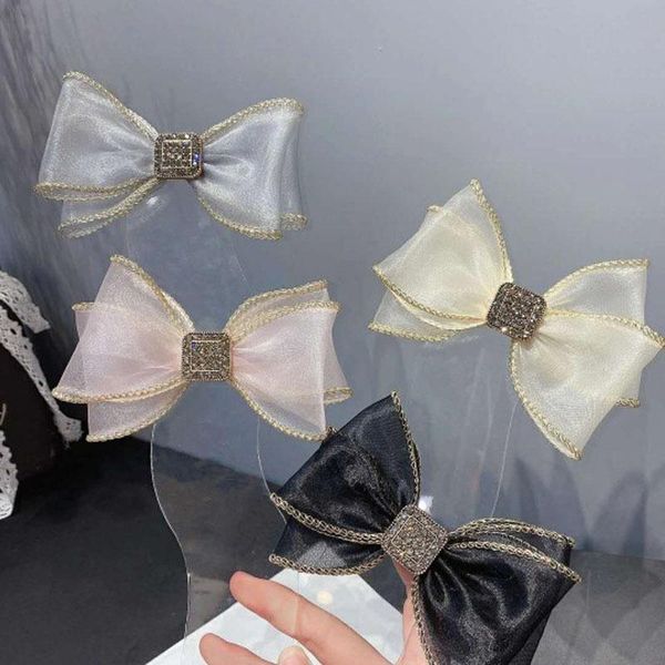 

hair clips & barrettes korean style crystal bow knot beige/pink/gray women clip hairgrips accessories jewelry fashion pins, Golden;silver