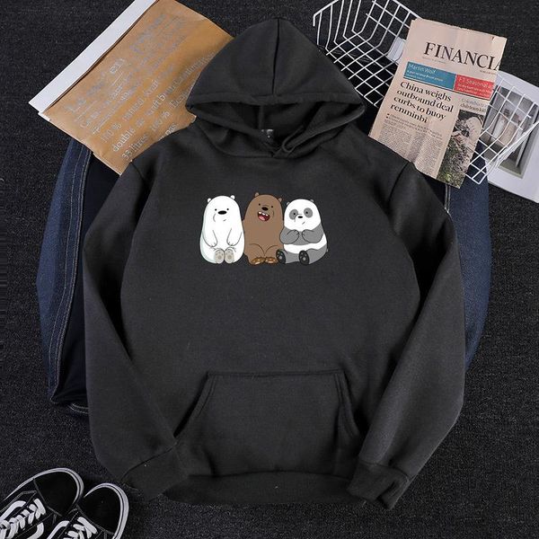 

women's hoodies & sweatshirts women pullover sweatshirt clothes 2021 fashion couples hooded plus size long sleeve print bears hoodie, Black