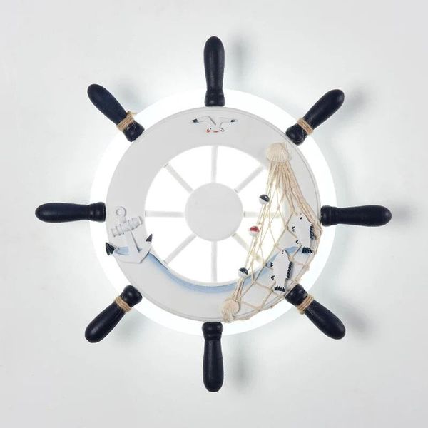 

children's room cartoon wall lamp creative led wall light bedroom bedside lights personality ship rudder decoration lighting restaurant