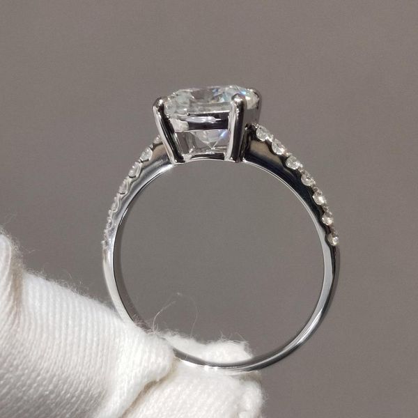 

pure 14k white gold moissanite ring square cushion-shaped gh color luxury anniversary gift engagement ring, Golden;silver