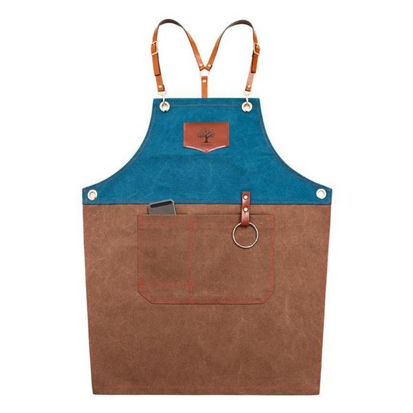 

chef apron cotton canvas cross back adjustable with pockets for women personalised aprons