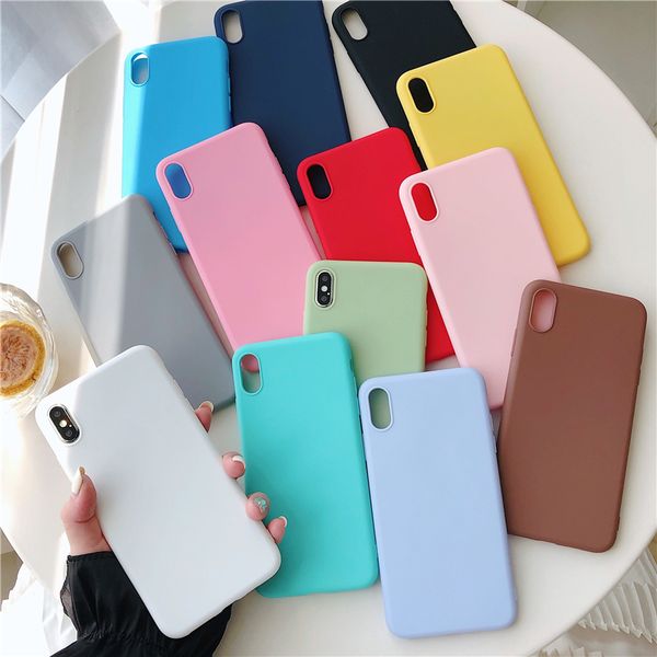 Şok geçirmez telefon kılıfları moda şeker rengi yumuşak silikon TPU Apple iPhone 15 14 13 12 Mini 11 Pro Max XS XR 8 7 6S Plus 5s