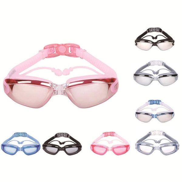 

goggles anti-fog swimming men women glasses with ear plug #2y17