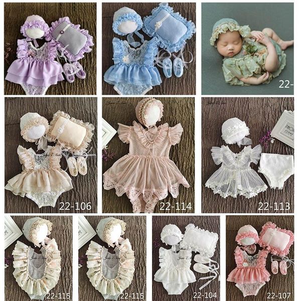 

baby girls studio shooting outfits infant born 1 year knitted lace sweet princess twins clothing pography props caps & hats, Yellow