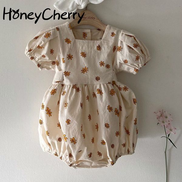 

baby girl bodysuits girls' floral clothes bubble sleeves climbing harbin children's fart 210515, Blue