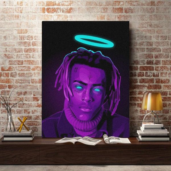 

paintings art xxxtentacion neon poster framed wooden frame canvas wall decoration prints for living room home decor painting