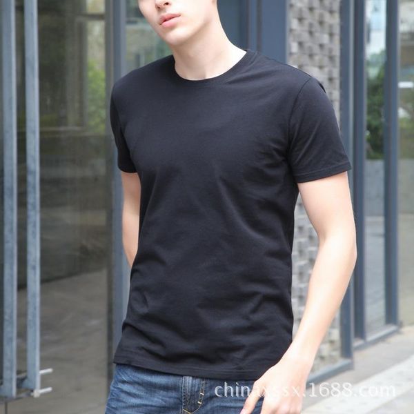 

women's t-shirt white round neck men's t-shirts for men and women retro thick heavy cotton short-sleeved