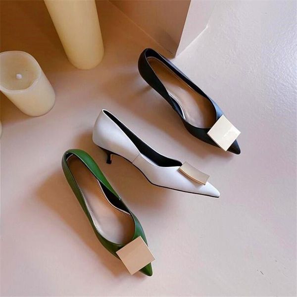 

sandals pointed stiletto ladies single shoes black green white mid-heel spring and autumn party