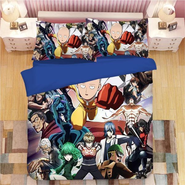

bedding sets one punch man set cartoon anime duvet covers 3d pillowcases kids comforter bed linen 02
