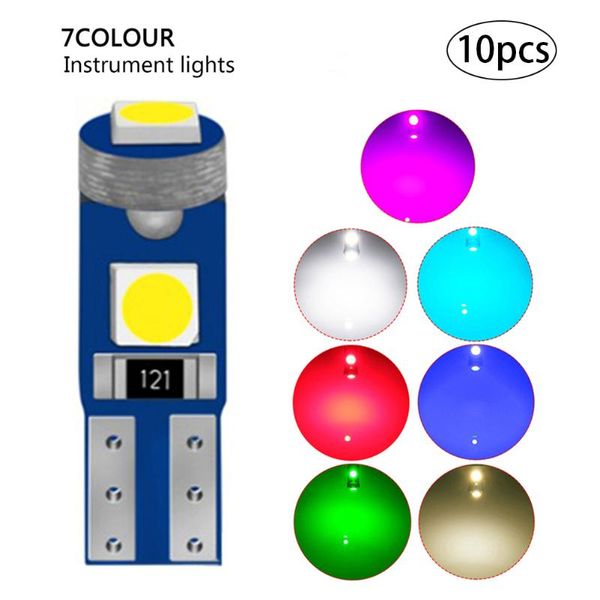 

interior&external lights 10pcs t5 led bulb dashboard high bright gauge cluster light for car truck instrument panel interior decor