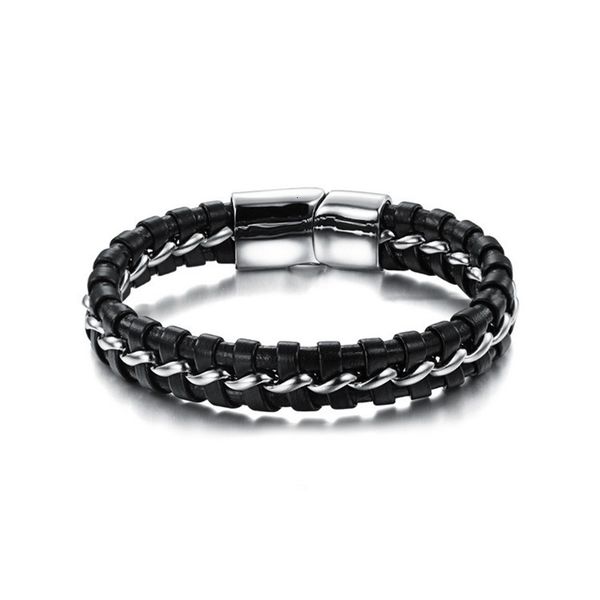 

bangles bracelets korean jewelry taobao popular personality trend men's woven leather bracelet ph898, Black