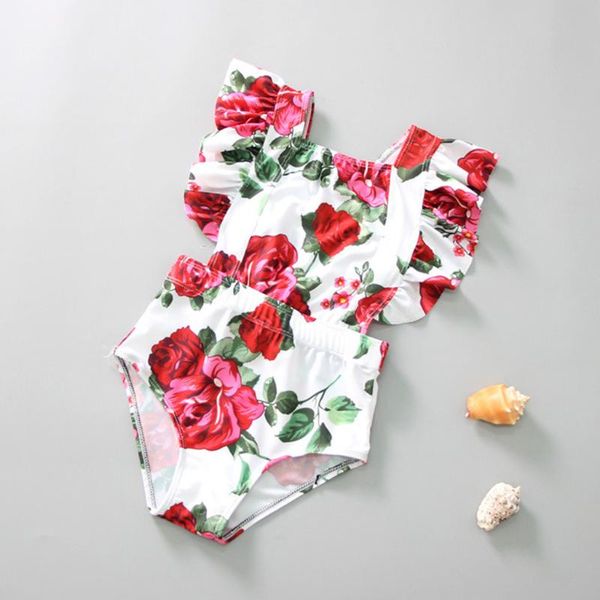 

cute fashion baby swimwear girls skirt one-piece sleeveless bodysuit swimsuit for kids pink print lace one-pieces, Black