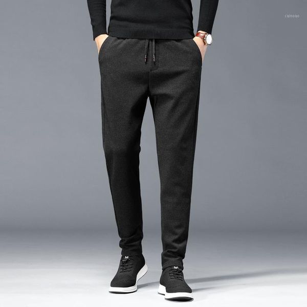 

men's pants fashion slim casual 2021 the elastic drawstring fall/winter sweatpants sports jogging brand clothes, Black
