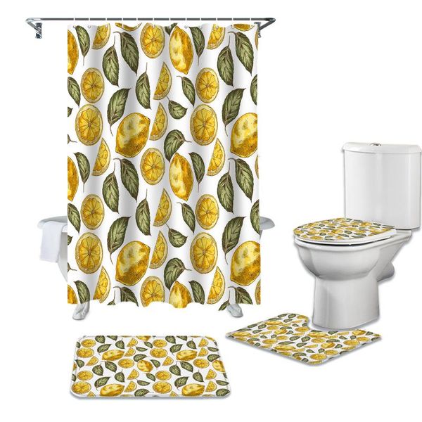 

graffiti texture shower curtain set carpet cover toilet bath mat waterproof bathroom curtains