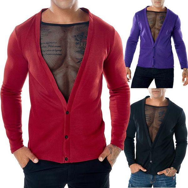 

europe and the united states men qiu dong with pure color gauze splicing off two men's turtleneck sweater knit my11 sweaters, White;black