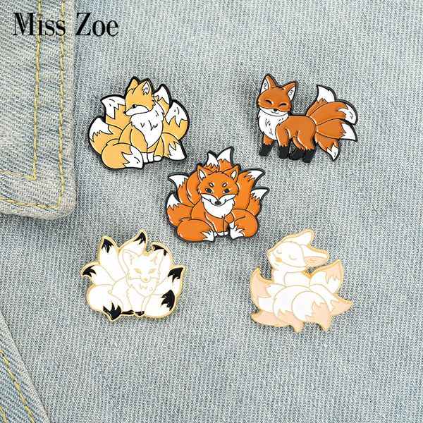 

nine tailed fox enamel pins custom cute animal brooch lapel badge bag cartoon jewelry gift for kids friendsdio chan contact, Gray