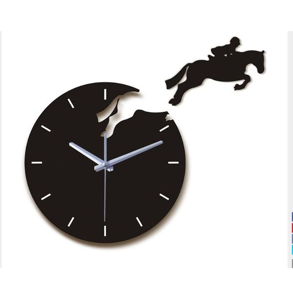 

wall clocks home decoration 3d acrylic mirror diy modern living room still life horse clock quartz needle watch
