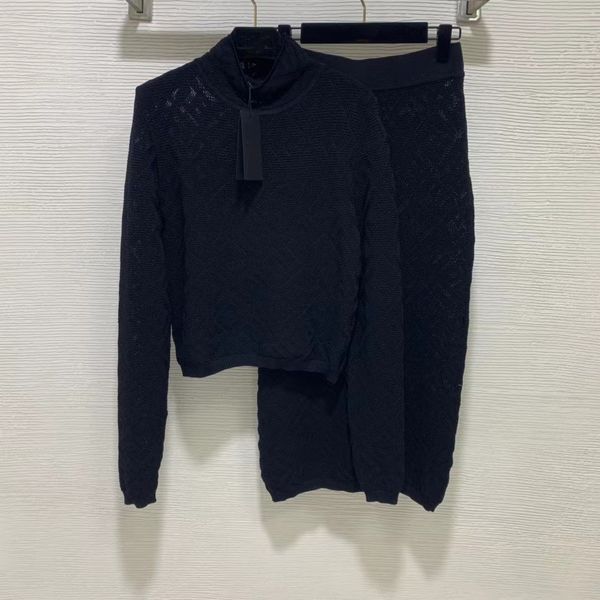 

2021 autumn winter stand collar long sleeve sweaters two piece dress womens fashion print and skirts 2 pieces sets 1023-8, White