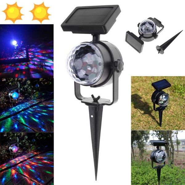 

auto rotate rgb multicolor changing led solar power projector light spotlight carnival outdoor waterproof garden lawn decor lamp lamps