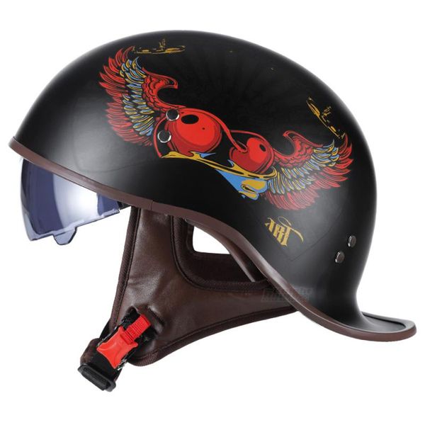 

motorcycle helmets retro red vintage helmet open face moto scooter casco motocross biker motorbike racing riding with men