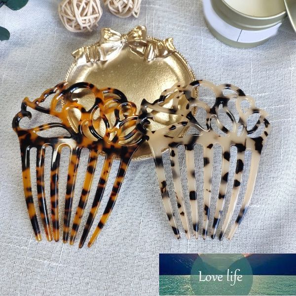 

women 7 teeth side hair comb hollow celluloid acetate tortoise updo hairpin clip headdress decorated hair factory price expert design qualit, Golden;silver