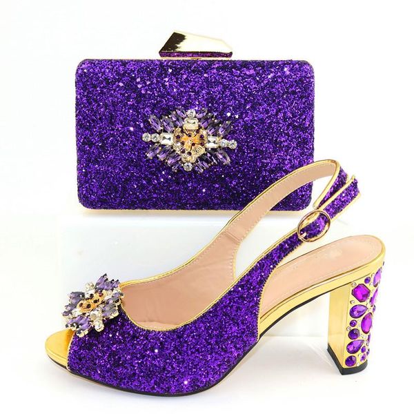 

dress shoes charming party set purple high heel sandal and bag with stones cr102 height 9cm, Black