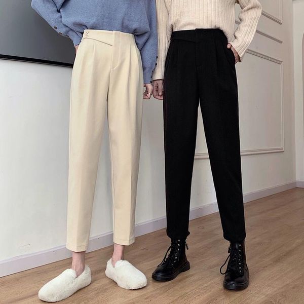 

spring casual women's suit pants beige black design drop & capris, Black;white