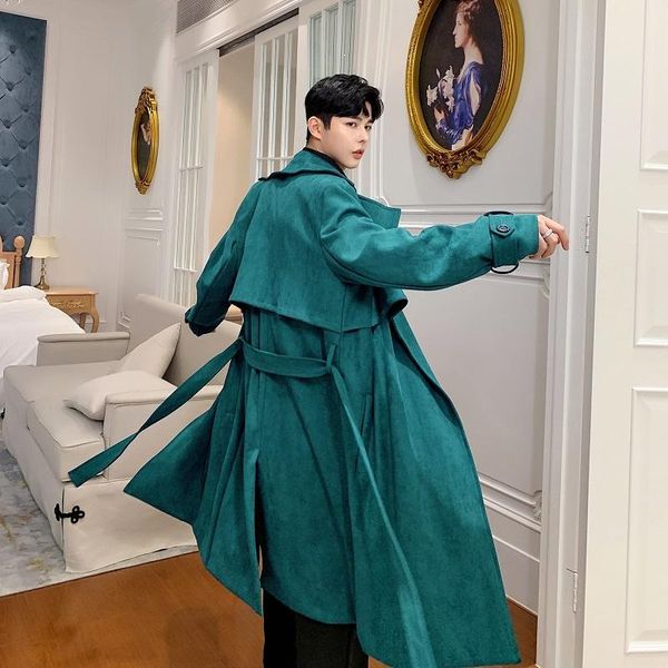 

men's trench coats male women streetwear hip hop loose casual windbreaker jacket cardigan overcoat men vintage fashion long coat, Tan;black