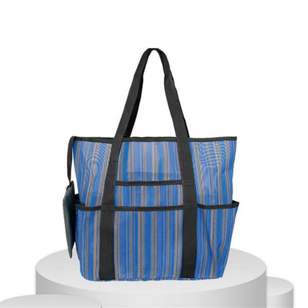 

outdoor bags product multi-function striped beach package mesh bag shoulder handbag dirty garment