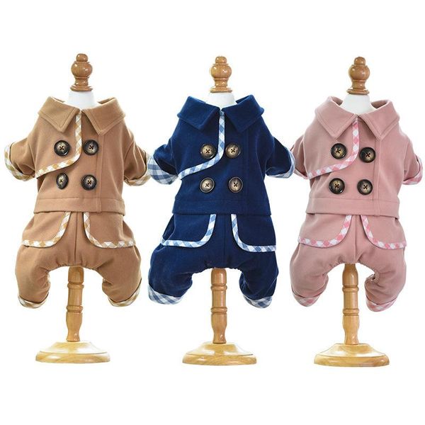 

dog apparel est warm clothes for 2021 autumn and winter four feet thickening pet clothing jumpsuits small puppies