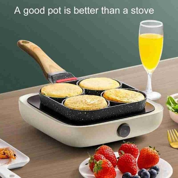 

pans four-hole frying pot pan non-stick egg pancake steak thickened burger mold cooking ham breakfast maker cookware