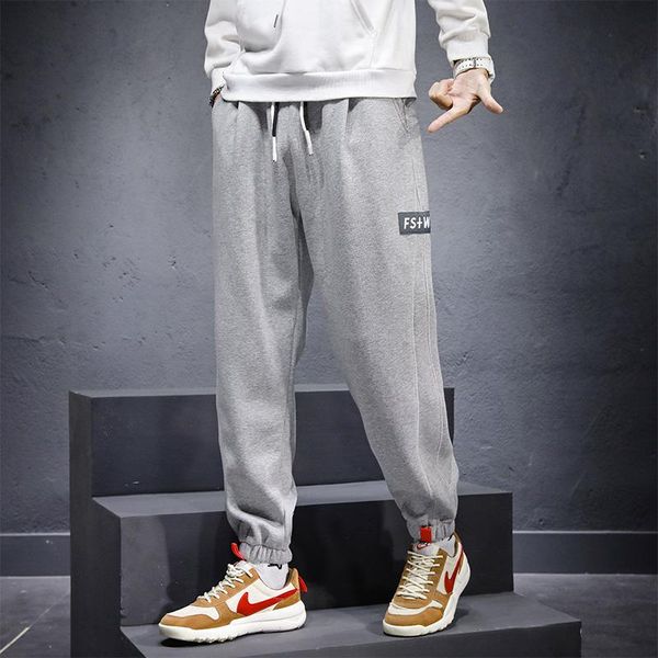 

men's pants 2021 pure cotton solid color loose trousers men style comfortable casual hip hop long man, Black