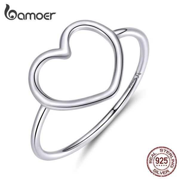 

cluster rings bamoer sterling silver 925 simple minimalist heart finger for women wedding engagement statement jewelry scr641, Golden;silver