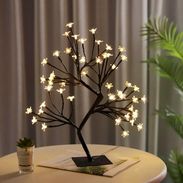 

strings 48 led cherry plum blossom tree light table lamps night for home indoor bedroom wedding party bar decoration usb plug