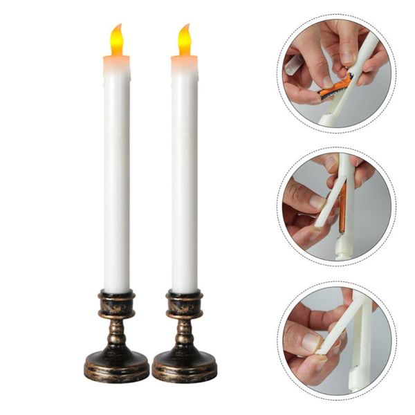 

2pcs led candle light taper flameless christmas wedding decor candles