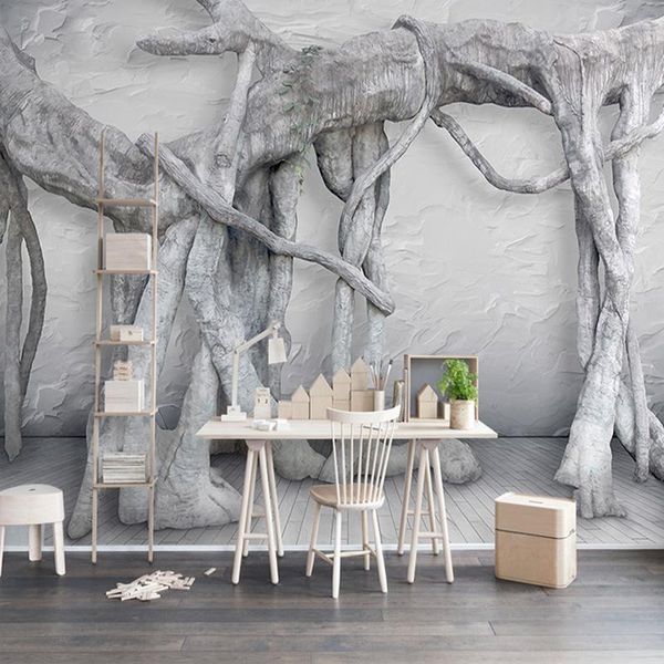 

wallpapers drop custom wall mural wallpaper modern simple 3d art black and white forest tree tv decor painting