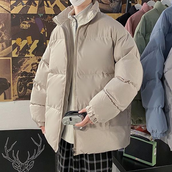 

men's down & parkas yasuguoji autumn jacket men cotton padded coat stand collar puffer solid color casual fall clothes 2021, Black