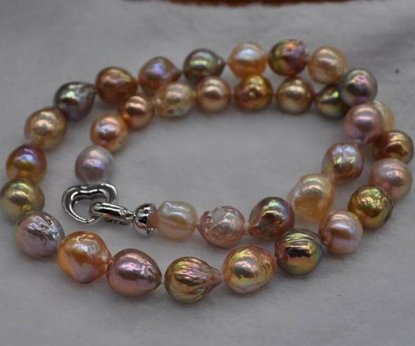 

pearls jewelry natural rare multicolor 11*12mm kasumi pearl necklac, Silver
