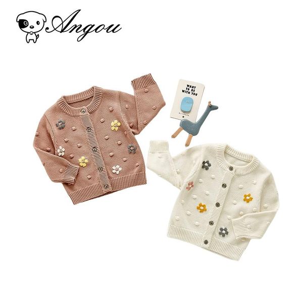 

jackets angou autumn baby girls knitted cardigan sweater coat infant long sleeve toddler girl cotton bubble flower clothes, Blue;gray