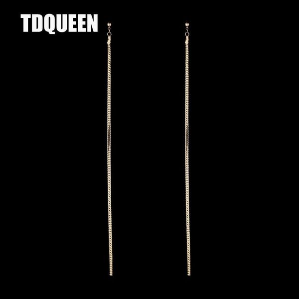 

dangle & chandelier tdqueen long hanging earrings silver plated and gold color metal chain women fashion drop
