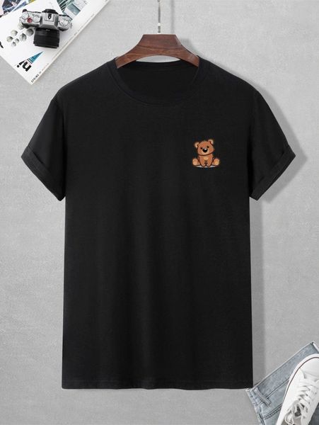 

men cartoon bear print tee b4au#, White;black