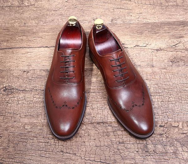 

dress shoes oxfords carved mens lace up handmade wedding tuxedo borgues fashion office, Black