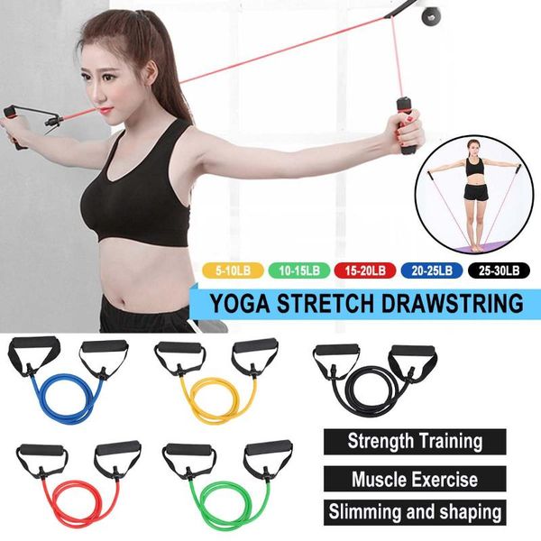 

yoga pull rope elastic resistance bands fitness workout exercise tubes practical training tensile stretch drawstring 5-30lb