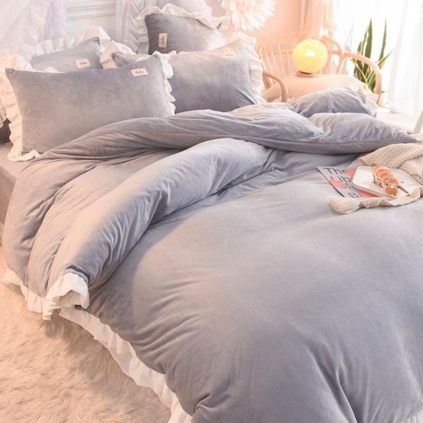 

double sided warm bedding set thick cotton grey sloth bedroom sets twin size plush bed linen home textile dh50f