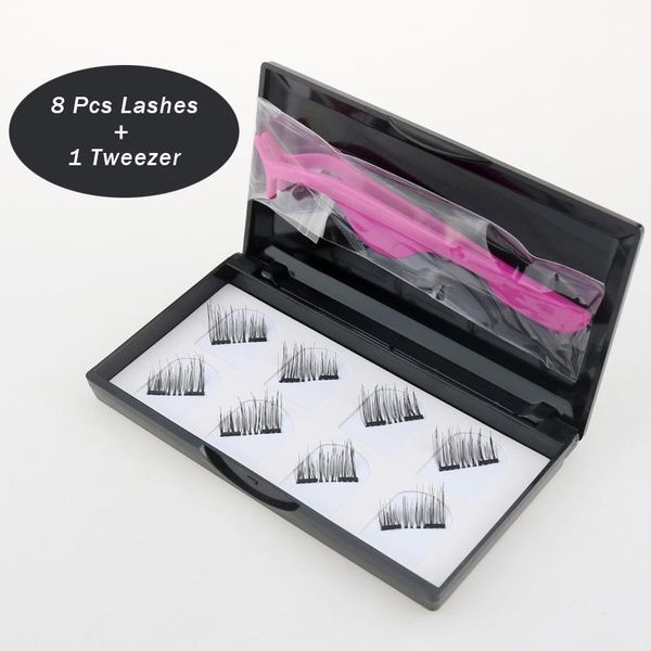 

8pcs/set magnetic eyelashes invisible lashes mink with tweezer magnet full strip false1