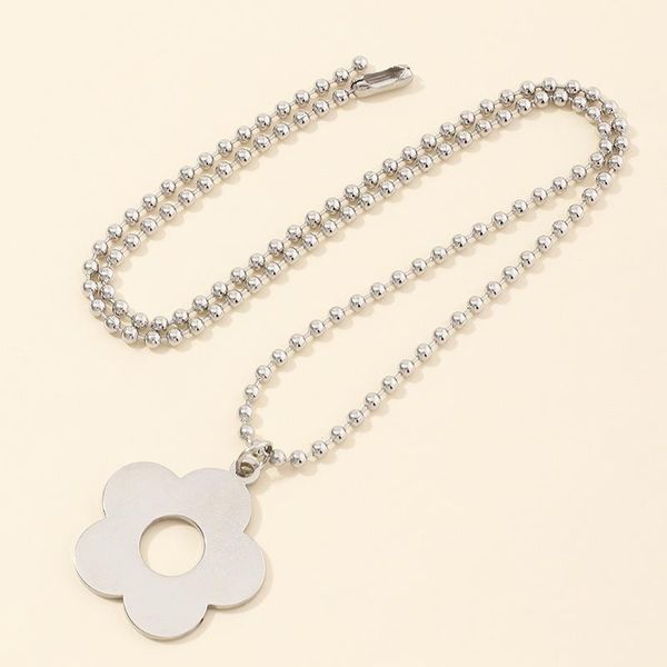 

pendant necklaces harajuku lovely tiny flower choker for women collar goth hip hop statement chain aesthetic trendy jewelry gift, Silver