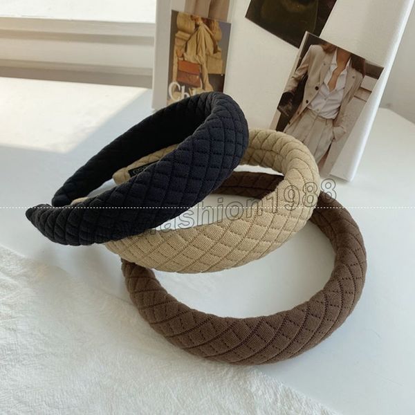 Schwamm Gepolsterte Haarbänder Make-Up Lünette Breite Krempe Stirnband Mesh Haar Hoop Grid Kopf Hoop Winter Haarbänder Haar Zubehör Kopfbedeckungen