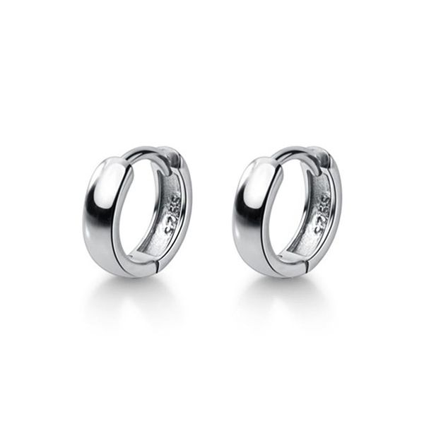 

hoop & huggie 100% real 925 sterling silver earrings for women girl simple round circle shape wedding party jewelry, Golden;silver