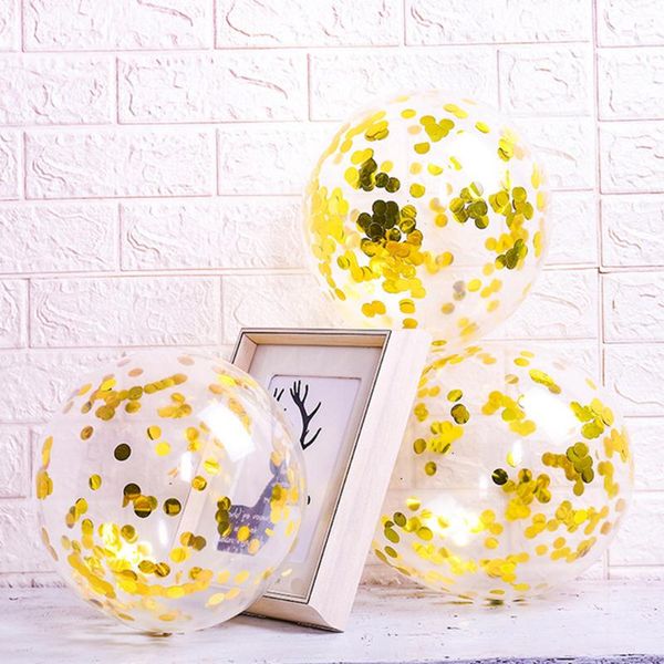 

party decoration 10pcs 12inch confetti balloons metallic latex transparent ballon baby shower birthday wedding ball